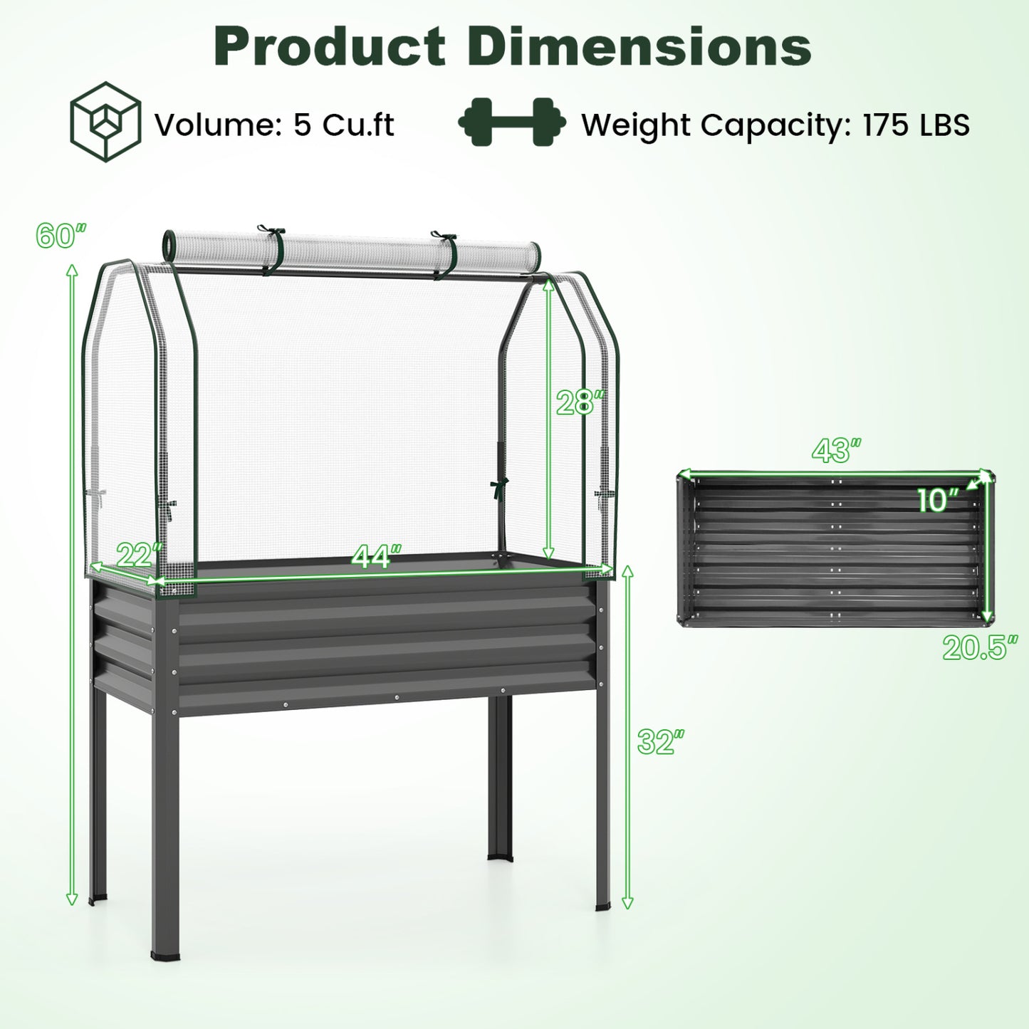 Galvanized Raised Garden Bed, 2 Pieces, With Legs And Greenhouse Cover, Gray Raised Garden Beds at Gallery Canada