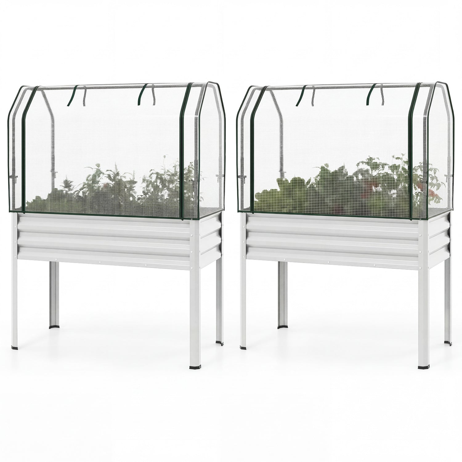 Galvanized Raised Garden Bed, 2 Pieces, With Legs And Greenhouse Cover, Silver Raised Garden Beds at Gallery Canada