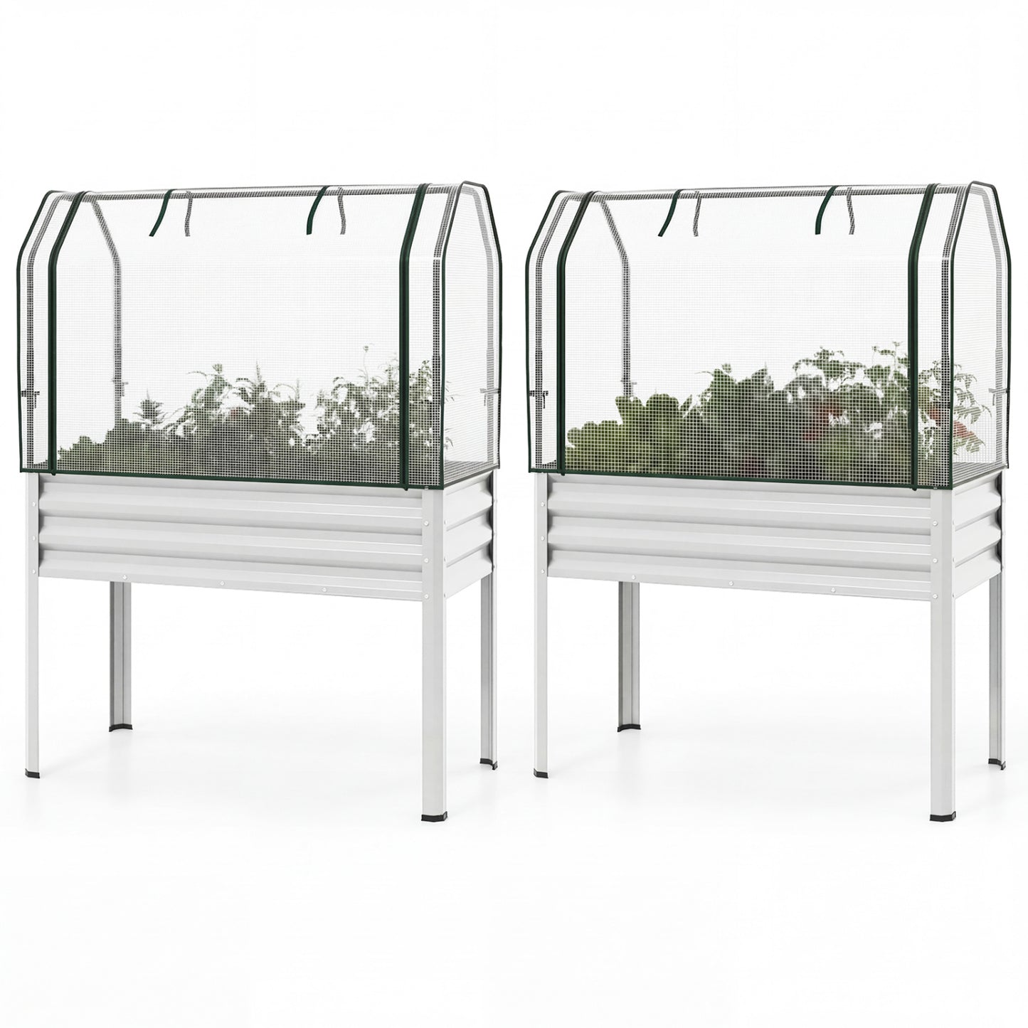 Galvanized Raised Garden Bed, 2 Pieces, With Legs And Greenhouse Cover, Silver Raised Garden Beds at Gallery Canada