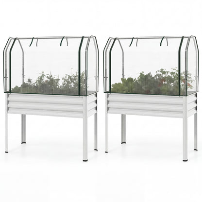 Galvanized Raised Garden Bed, 2 Pieces, With Legs And Greenhouse Cover, Silver Raised Garden Beds at Gallery Canada