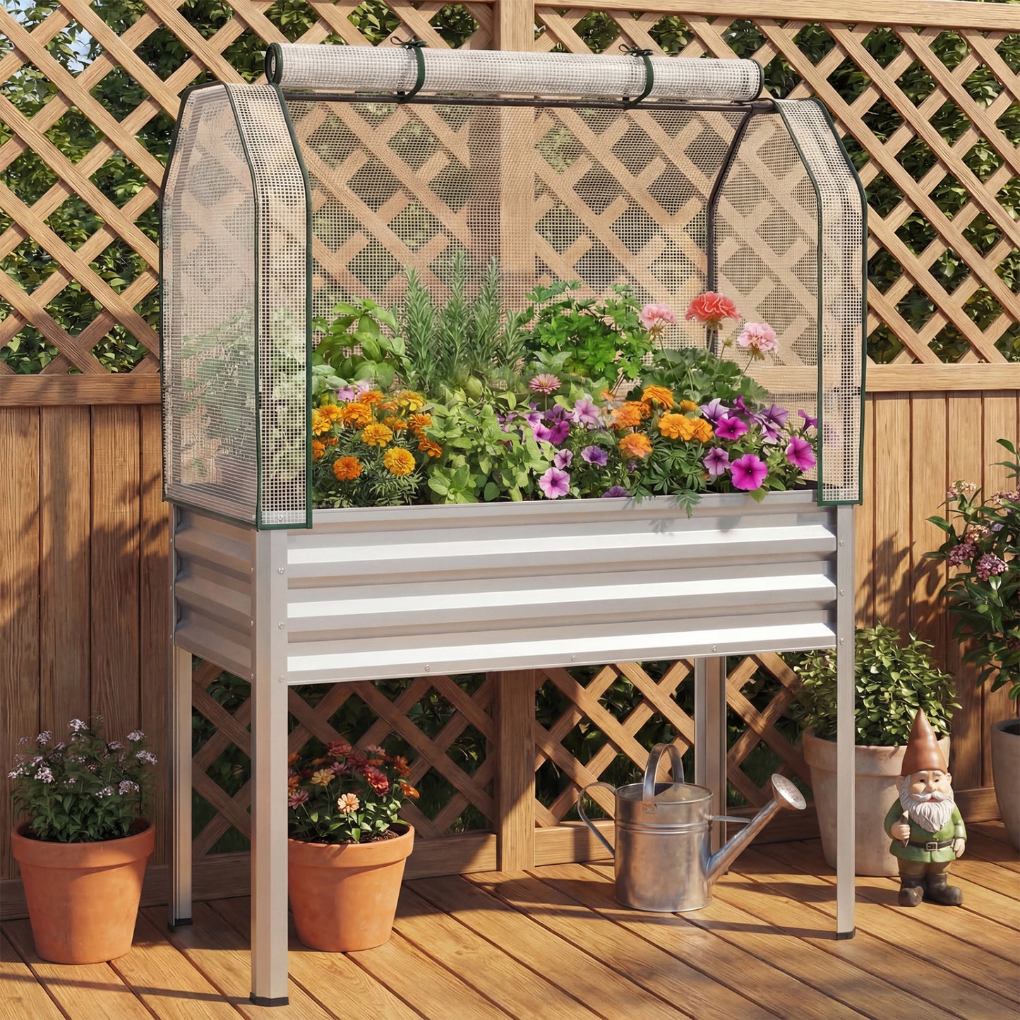 Galvanized Raised Garden Bed, 2 Pieces, With Legs And Greenhouse Cover, Silver Raised Garden Beds at Gallery Canada