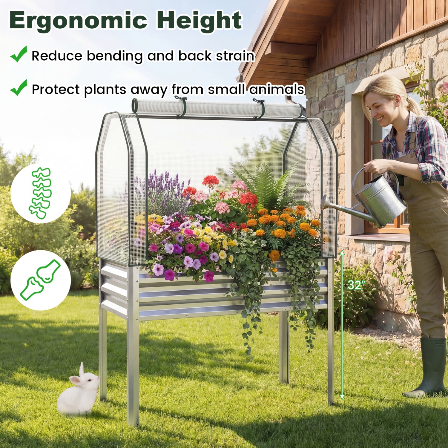 Galvanized Raised Garden Bed, 2 Pieces, With Legs And Greenhouse Cover, Silver Raised Garden Beds at Gallery Canada