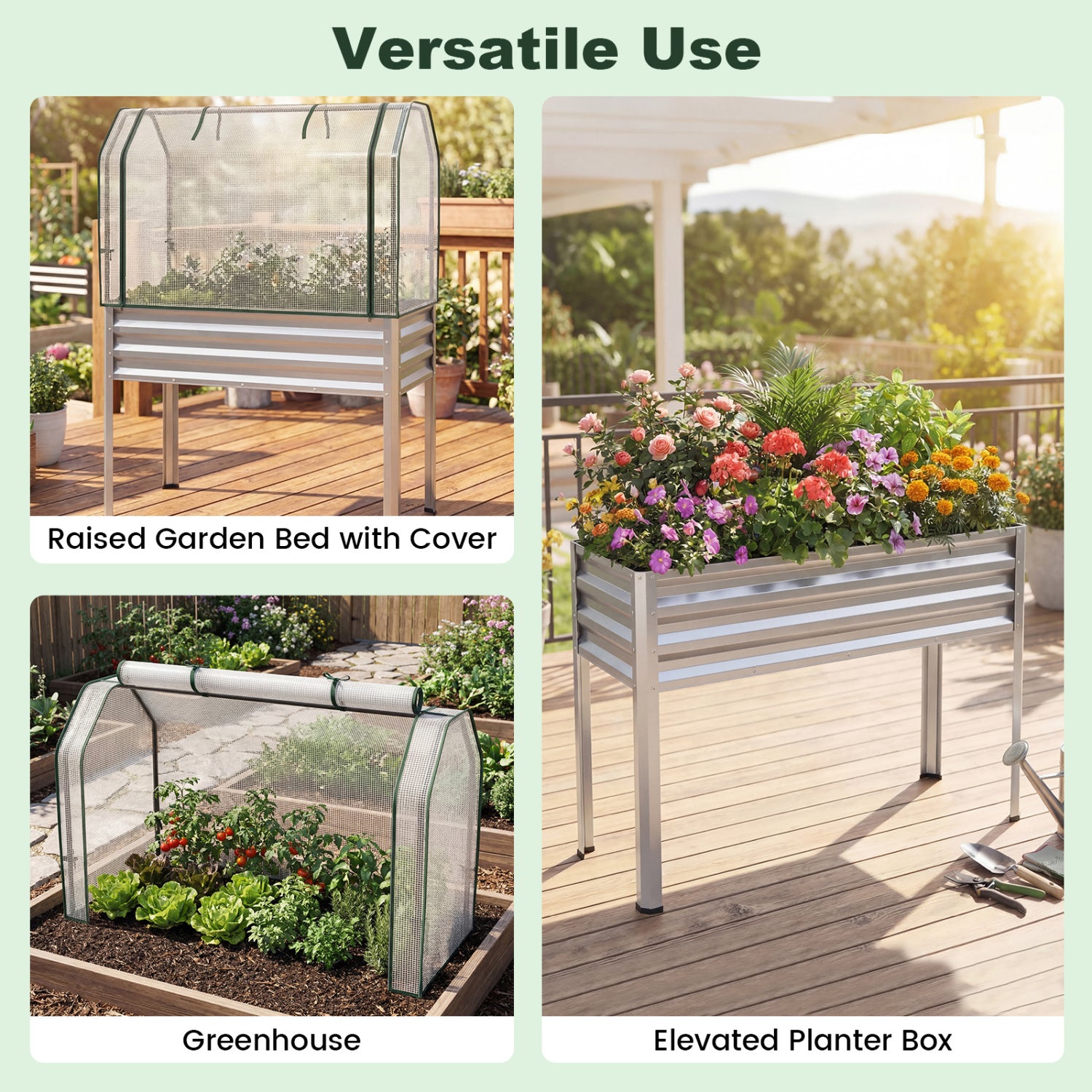 Galvanized Raised Garden Bed, 2 Pieces, With Legs And Greenhouse Cover, Silver Raised Garden Beds at Gallery Canada