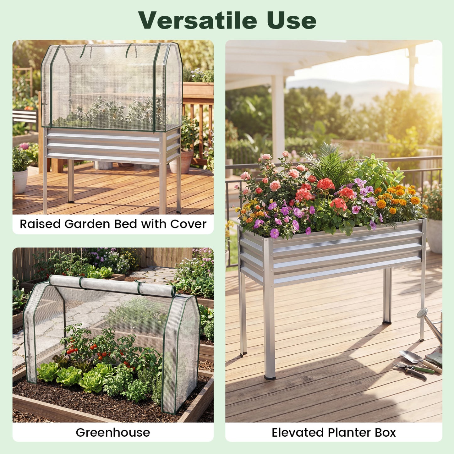 Galvanized Raised Garden Bed, 2 Pieces, With Legs And Greenhouse Cover, Silver Raised Garden Beds at Gallery Canada