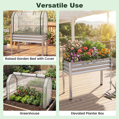 Galvanized Raised Garden Bed, 2 Pieces, With Legs And Greenhouse Cover, Silver Raised Garden Beds at Gallery Canada