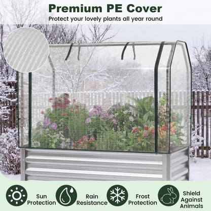 Galvanized Raised Garden Bed, 2 Pieces, With Legs And Greenhouse Cover, Silver Raised Garden Beds at Gallery Canada