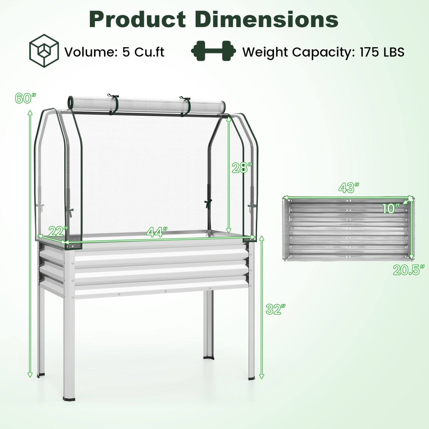 Galvanized Raised Garden Bed, 2 Pieces, With Legs And Greenhouse Cover, Silver Raised Garden Beds at Gallery Canada