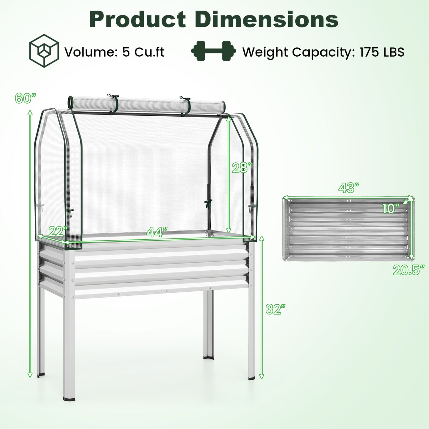 Galvanized Raised Garden Bed, 2 Pieces, With Legs And Greenhouse Cover, Silver Raised Garden Beds at Gallery Canada