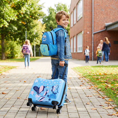 Kid Luggage Set, 2 Pieces, Spinner Wheels, Aluminum Handle, Blue Kids Luggage at Gallery Canada