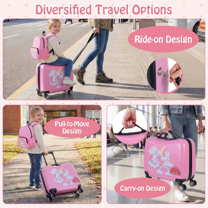 Kid Luggage Set, 2 Pieces, Spinner Wheels, Aluminum Handle, Pink Kids Luggage at Gallery Canada