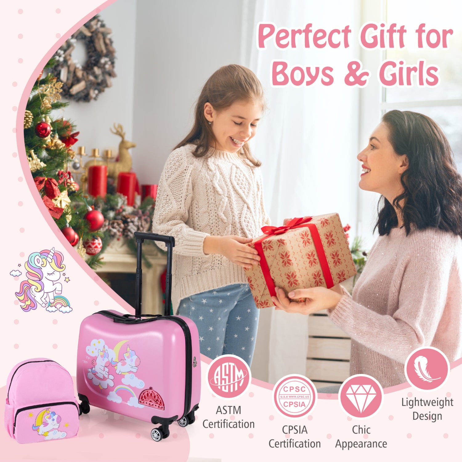 Kid Luggage Set, 2 Pieces, Spinner Wheels, Aluminum Handle, Pink Kids Luggage at Gallery Canada