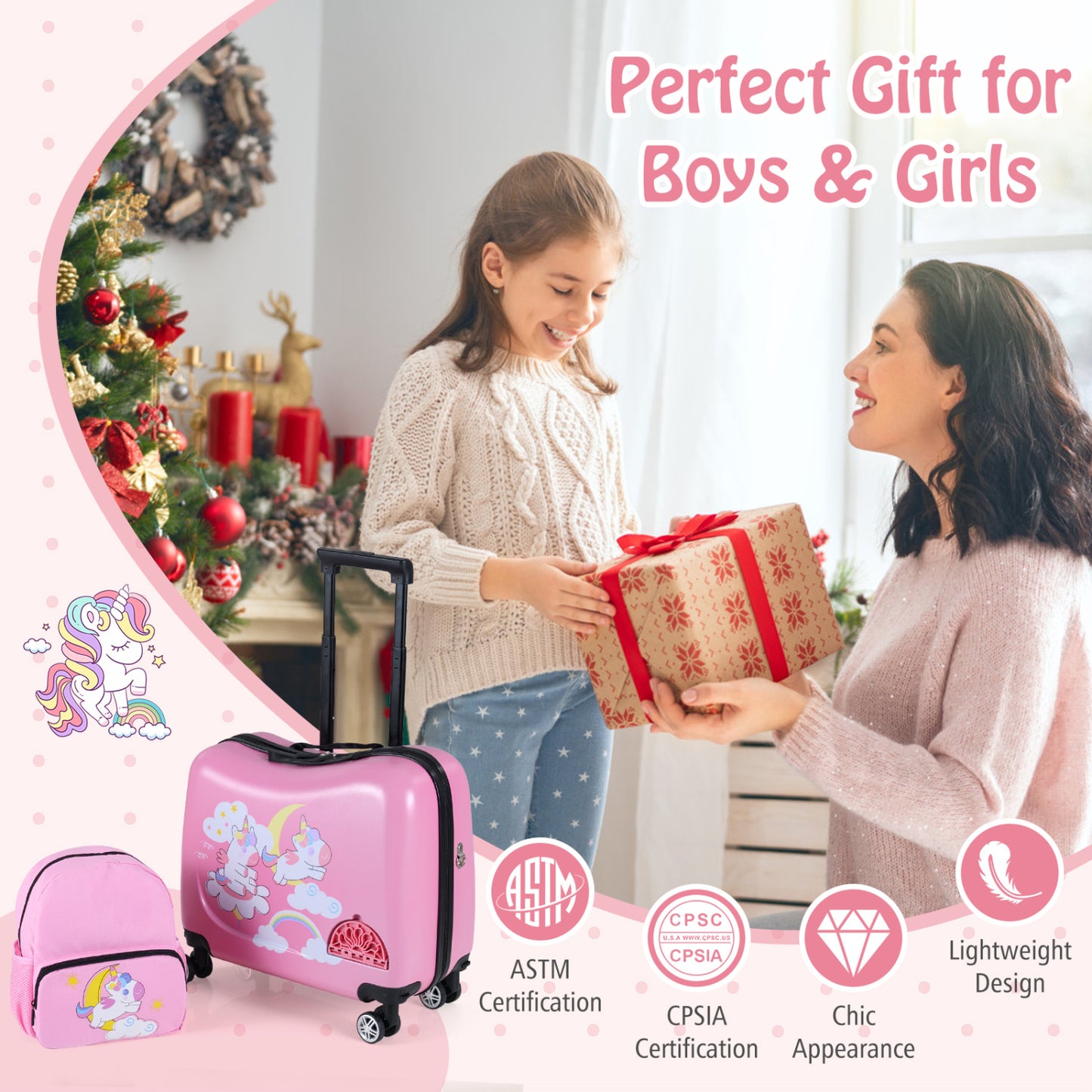Kid Luggage Set, 2 Pieces, Spinner Wheels, Aluminum Handle, Pink Kids Luggage at Gallery Canada