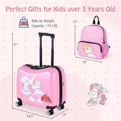 Kid Luggage Set, 2 Pieces, Spinner Wheels, Aluminum Handle, Pink Kids Luggage at Gallery Canada