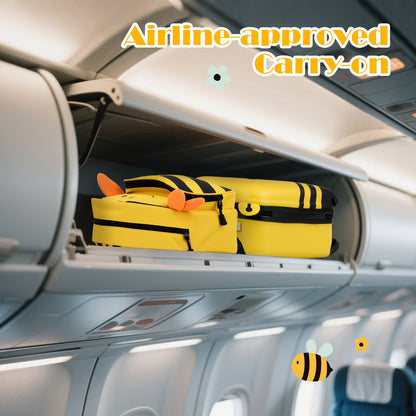 2 Pieces Kids Luggage Set on Wheels with Anti-Lose Rope and Retractable Rod, Yellow Kids Luggage at Gallery Canada