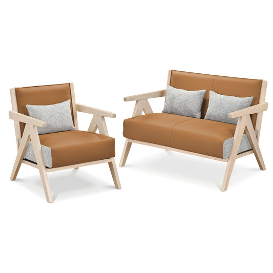 Living Room Furniture Set, Rubber Wood, Brown Sofas & Loveseats Brown at Gallery Canada