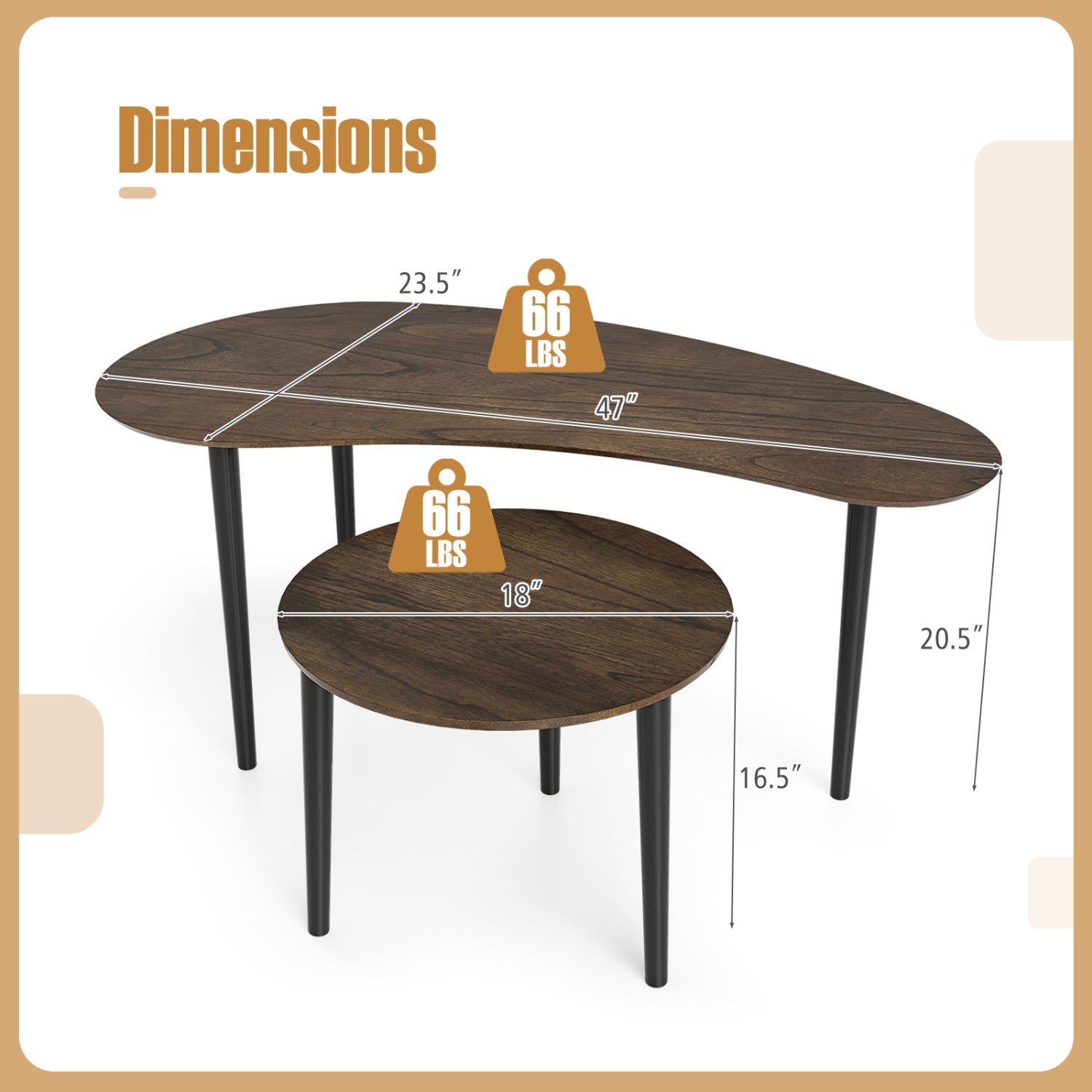 Mid Century Nesting Tables, Walnut, Rubber Wood Legs Coffee Tables at Gallery Canada