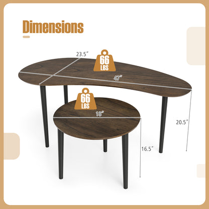 Mid Century Nesting Tables, Walnut, Rubber Wood Legs Coffee Tables at Gallery Canada