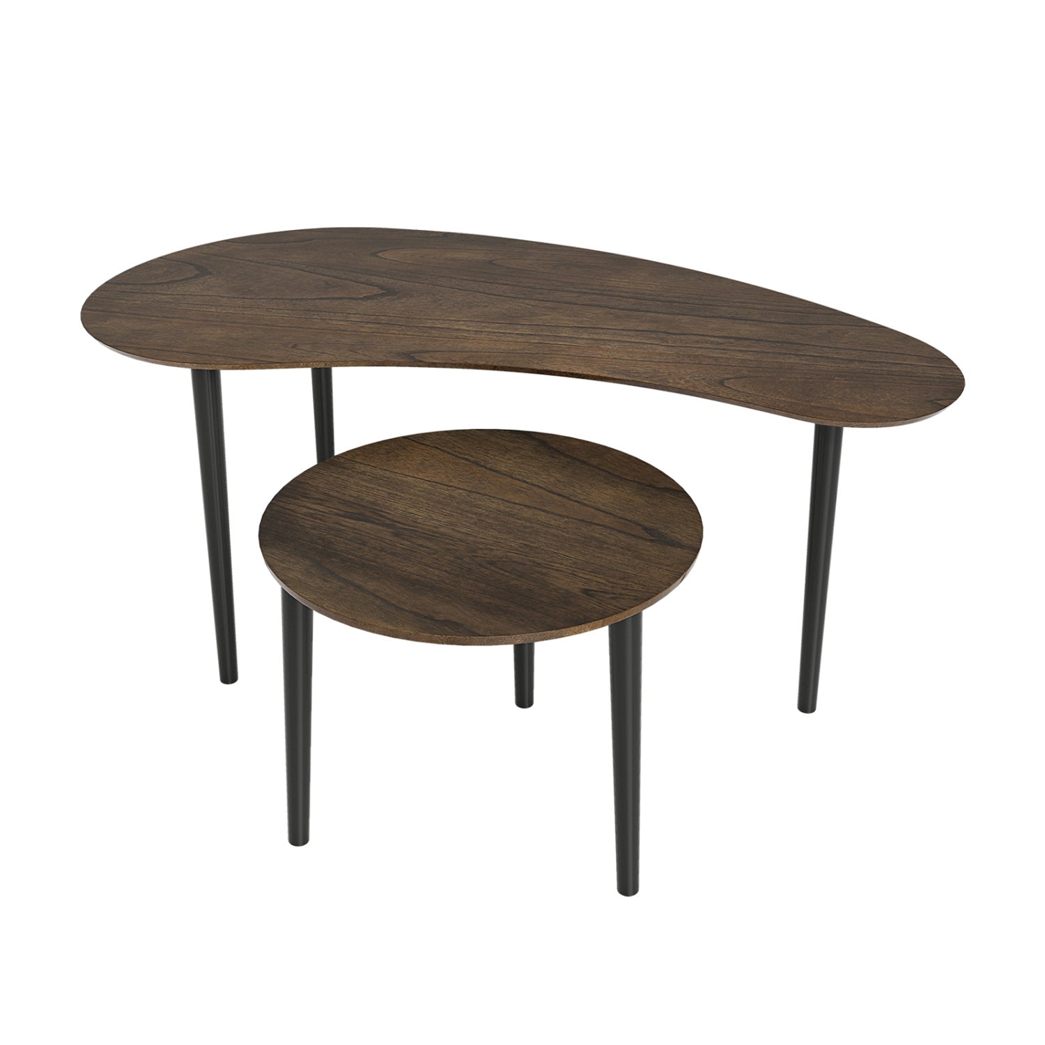 Mid Century Nesting Tables, Walnut, Rubber Wood Legs Coffee Tables at Gallery Canada