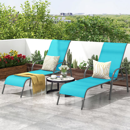 Outdoor Patio Lounge Chair, Adjustable Reclining Armrest, Turquoise Outdoor Chaise Lounges at Gallery Canada