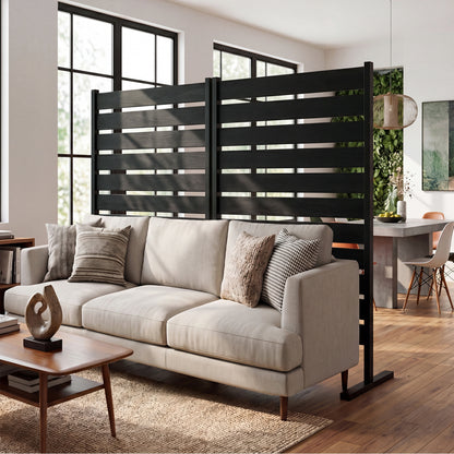 Clôture écran d'intimité pour extérieur, 2 pièces, noir