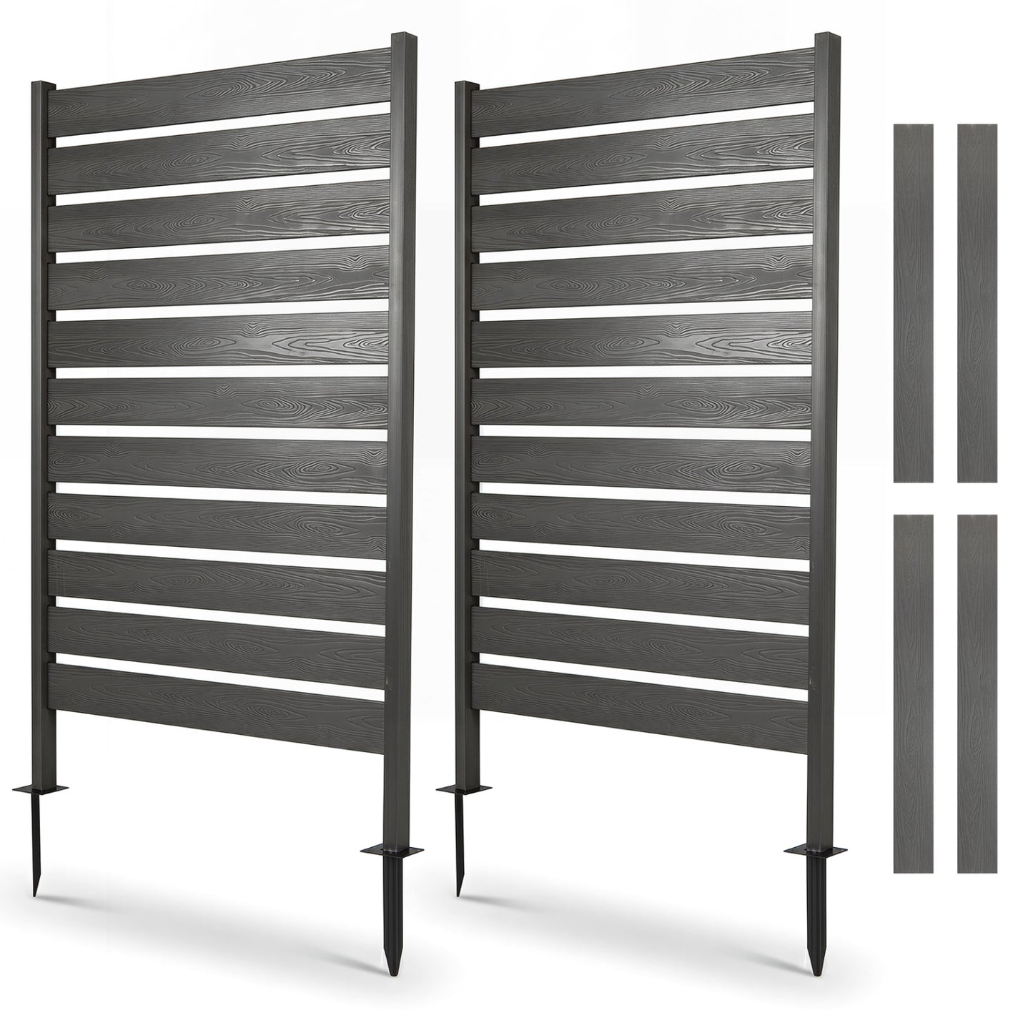 Panneau d'intimité d'extérieur pour clôture, 2 pièces, gris