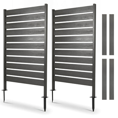 Panneau d'intimité d'extérieur pour clôture, 2 pièces, gris