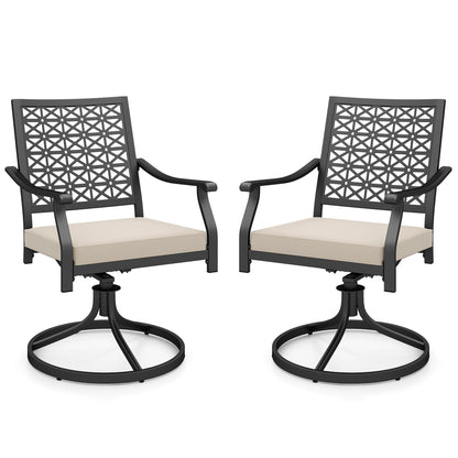 2 Outdoor Swivel Dining Chairs, Padded Cushions, Beige Patio Dining Chairs Beige at Gallery Canada