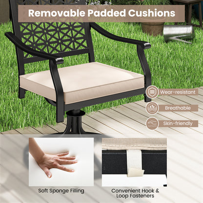 2 Outdoor Swivel Dining Chairs, Padded Cushions, Beige Patio Dining Chairs at Gallery Canada