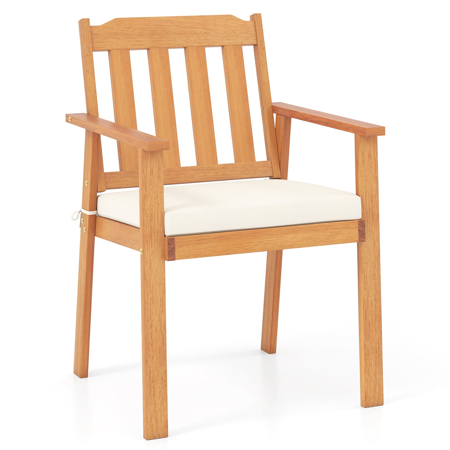 2 Pieces Patio Dining Chairs Outdoor Acacia Wood Chairs, White Patio Dining Chairs at Gallery Canada