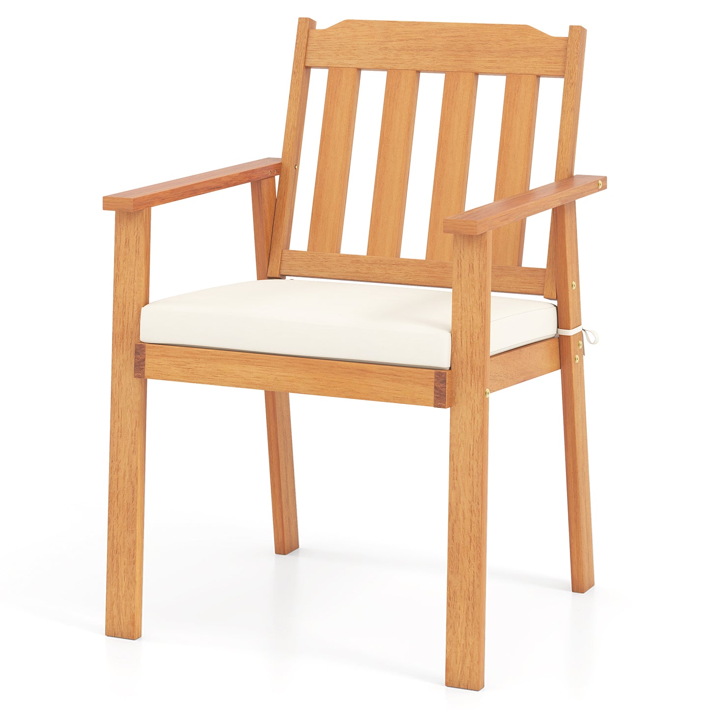 2 Pieces Patio Dining Chairs Outdoor Acacia Wood Chairs, White Patio Dining Chairs at Gallery Canada