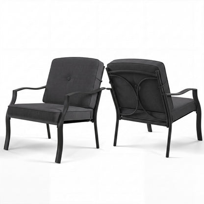 2 Pieces Patio Metal Chairs with Seat and Back Cushions for Yard, Black Patio Dining Chairs Black at Gallery Canada