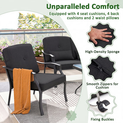 2 Pieces Patio Metal Chairs with Seat and Back Cushions for Yard, Black Patio Dining Chairs at Gallery Canada