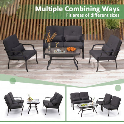 2 Pieces Patio Metal Chairs with Seat and Back Cushions for Yard, Black Patio Dining Chairs at Gallery Canada