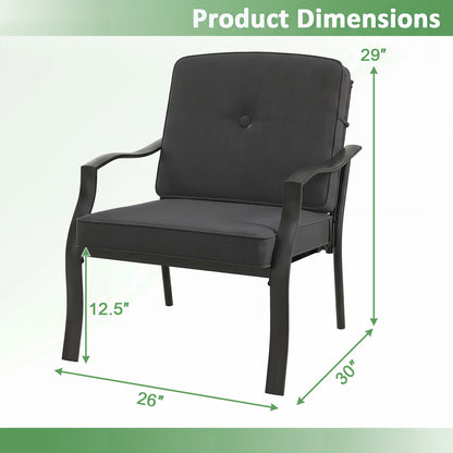2 Pieces Patio Metal Chairs with Seat and Back Cushions for Yard, Black Patio Dining Chairs at Gallery Canada