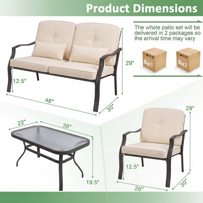 2 Pieces Patio Metal Chairs with Seat and Back Cushions for Yard, Beige Patio Dining Chairs at Gallery Canada