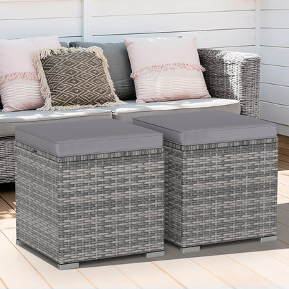 2 Pieces Patio Ottoman with Hidden Storage Space-Mix Grey-grey, Mix Grey-grey Outdoor Seating & Patio Chairs at Gallery Canada
