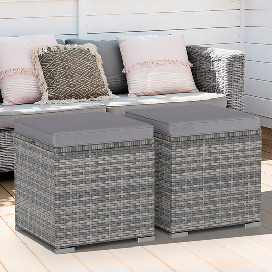 2 Pieces Patio Ottoman with Hidden Storage Space-Mix Grey-grey, Mix Grey-grey Outdoor Seating & Patio Chairs Mix Grey-grey at Gallery Canada