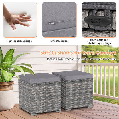 2 Pieces Patio Ottoman with Hidden Storage Space-Mix Grey-grey, Mix Grey-grey Outdoor Seating & Patio Chairs at Gallery Canada