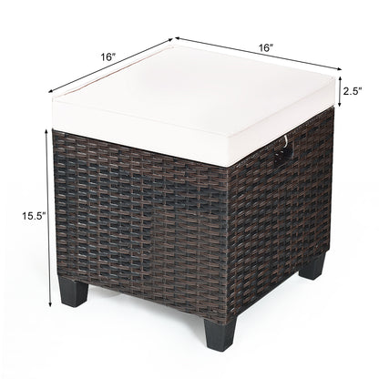 2 Pieces Patio Rattan Ottoman Cushioned Seat, Cream White Outdoor Seating & Patio Chairs at Gallery Canada