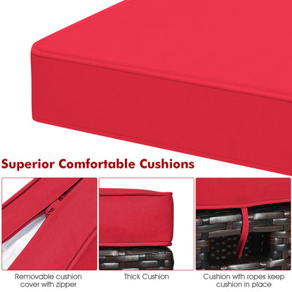 Patio Rattan Ottoman, Cushioned Seat, 2PCS, Red Outdoor Seating & Patio Chairs at Gallery Canada