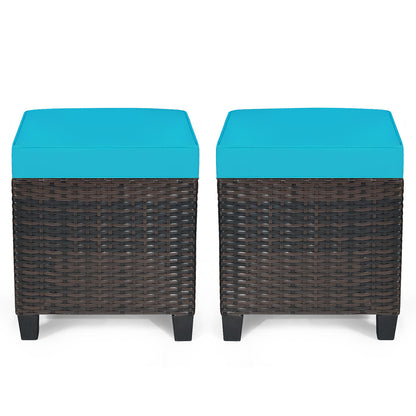 Patio Rattan Ottoman, Cushioned Seat, Blue Outdoor Seating & Patio Chairs at Gallery Canada