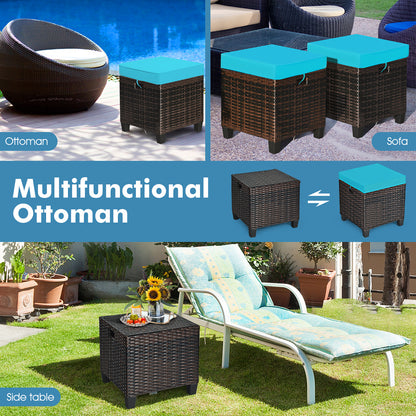 Patio Rattan Ottoman, Cushioned Seat, Blue Outdoor Seating & Patio Chairs at Gallery Canada