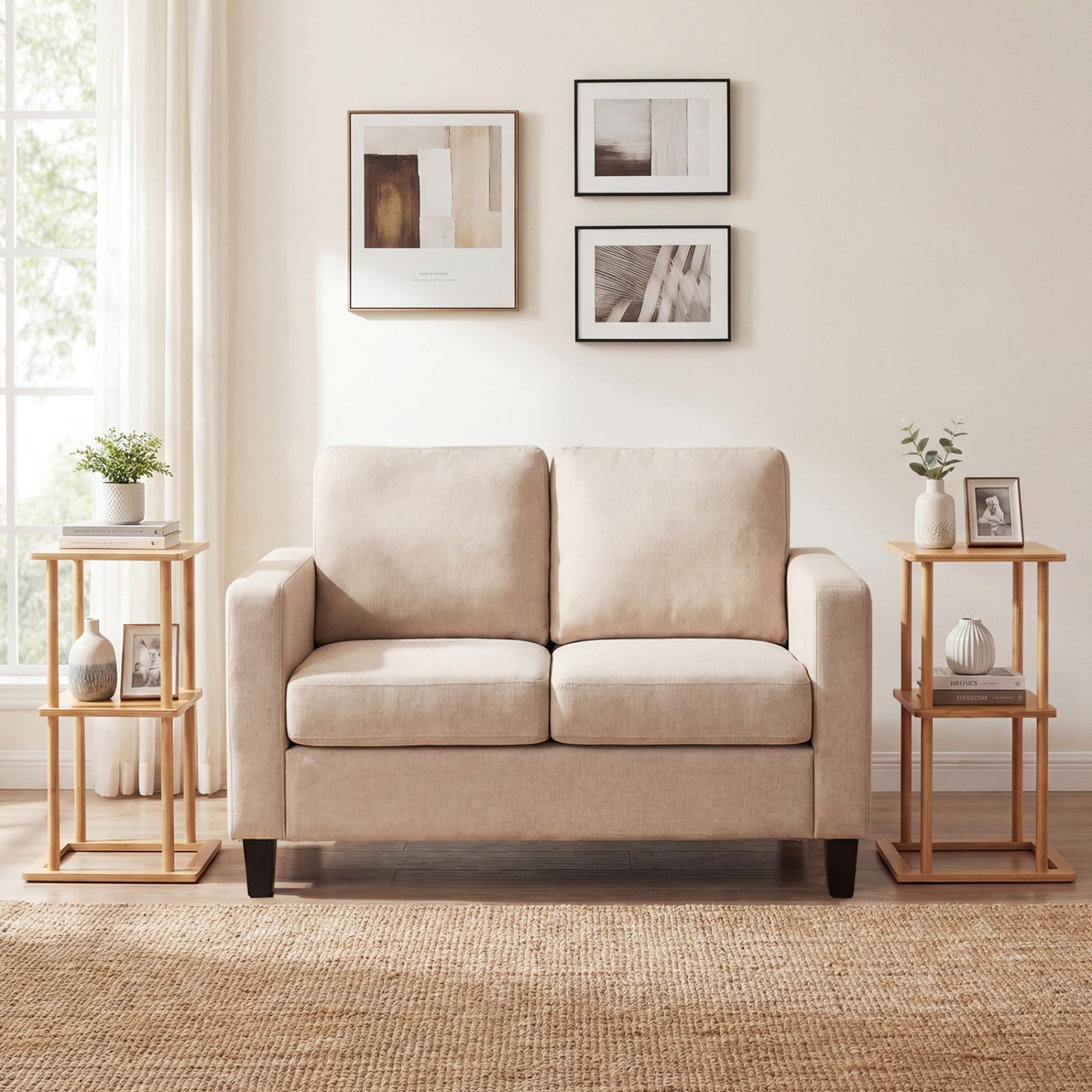 2 Pieces Side Table with Storage Shelves and Bamboo Construction, Natural End & Side Tables at Gallery Canada