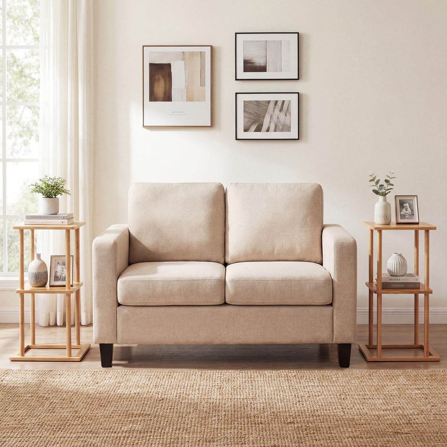 2 Pieces Side Table with Storage Shelves and Bamboo Construction, Natural End & Side Tables at Gallery Canada