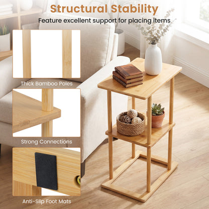 2 Pieces Side Table with Storage Shelves and Bamboo Construction, Natural End & Side Tables at Gallery Canada