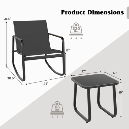 2 Rocking Bistro Chairs, Glass-Top Table, Black Patio Conversation Sets at Gallery Canada