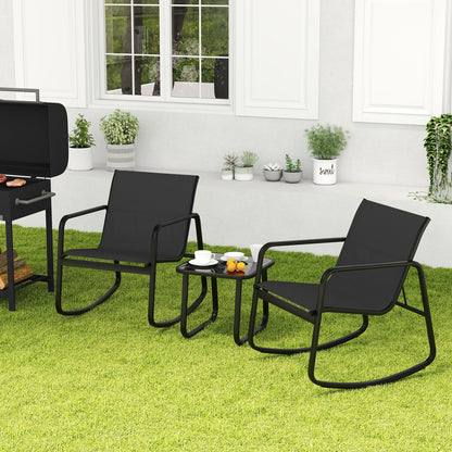 2 Rocking Bistro Chairs, Glass-Top Table, Black Patio Conversation Sets at Gallery Canada