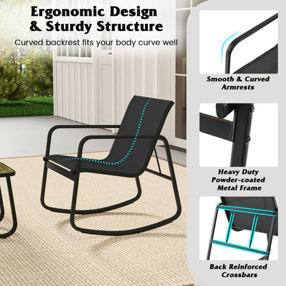 2 Rocking Bistro Chairs, Glass-Top Table, Black Patio Conversation Sets at Gallery Canada