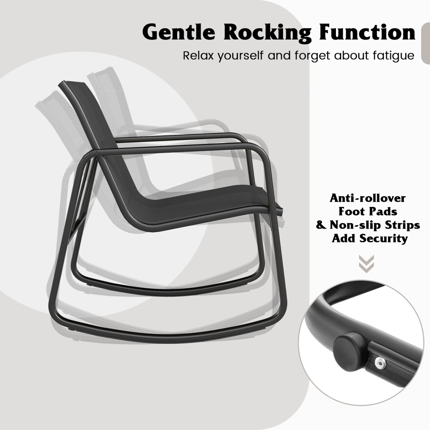 2 Rocking Bistro Chairs, Glass-Top Table, Black Patio Conversation Sets at Gallery Canada