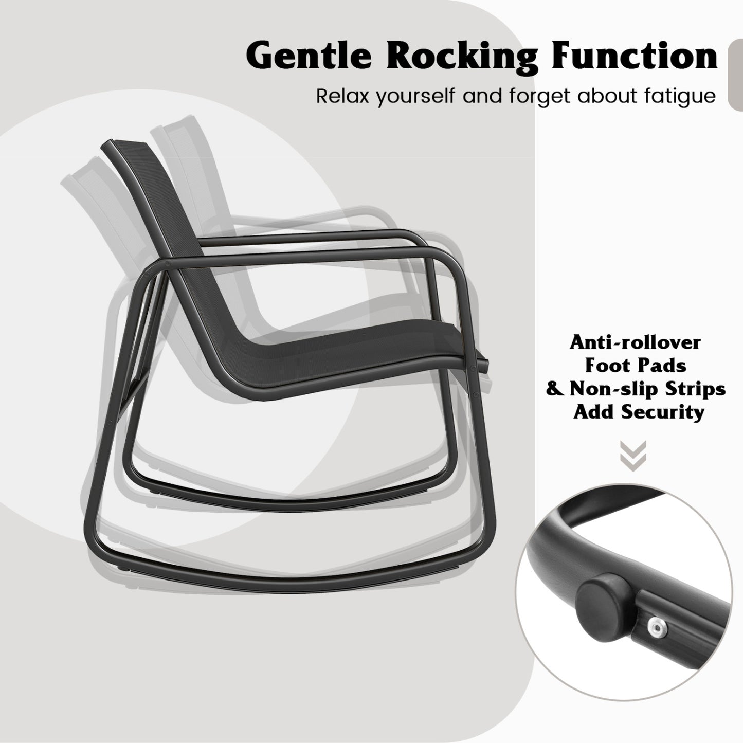 2 Rocking Bistro Chairs, Glass-Top Table, Black Patio Conversation Sets at Gallery Canada